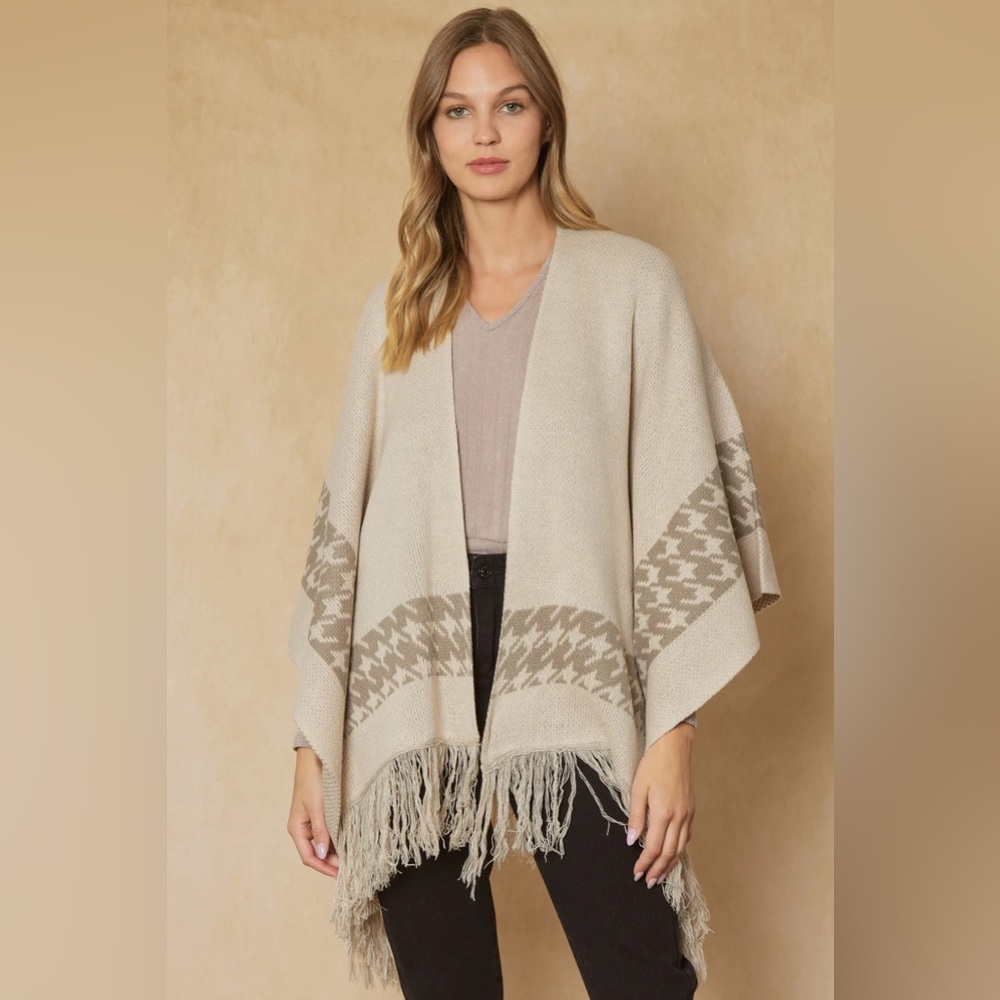 Entro Fringe Open Front Poncho